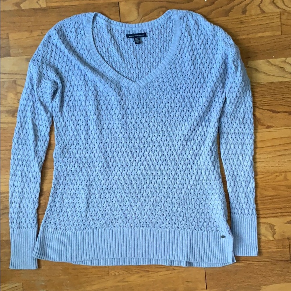 American Eagle Light Blue V-Neck Sweater